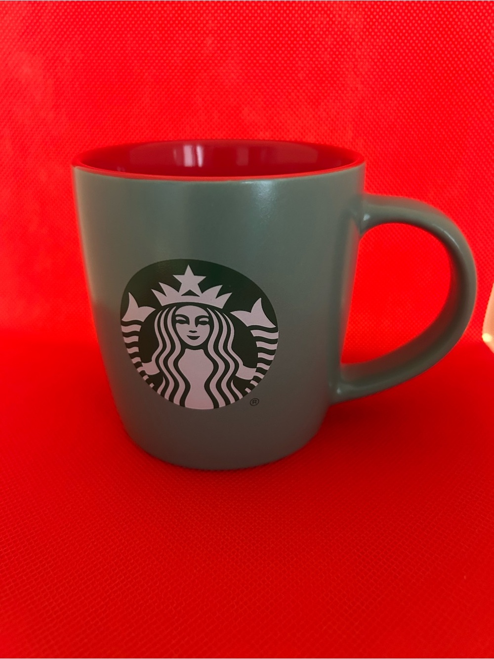 Starbucks Teal Exterior Mug with Red Background Accent